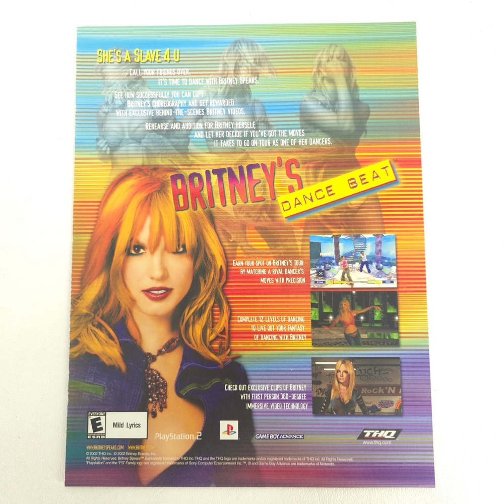 Britney Spears Dance Beat Print Ad PS2 GameBoy Advance Y2K Video Gaming Wall Art